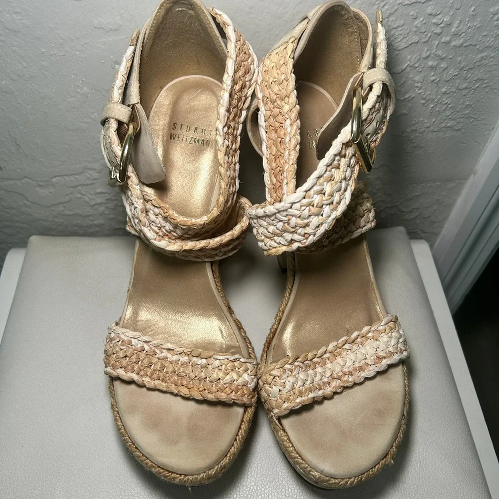 Stuart Weitzman Platform Sandals‎ Espadrille Raffia 5